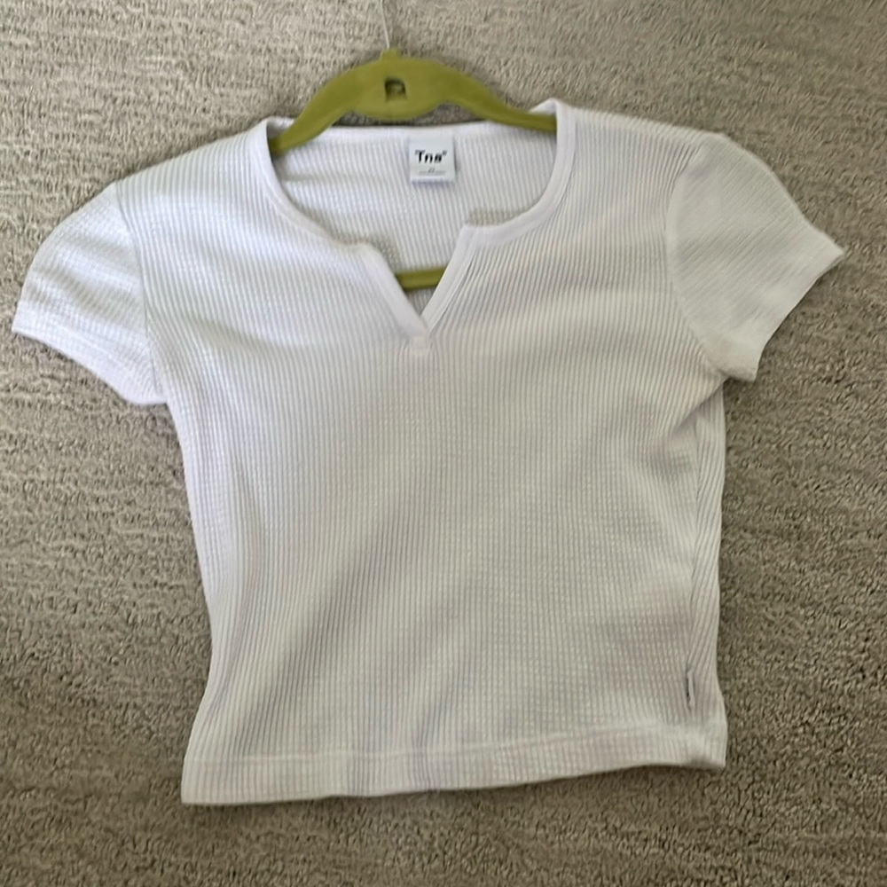 Aritzia TNA white waffle crop